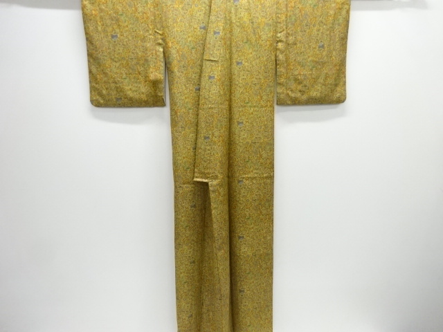  壷に花更紗模様小紋着物